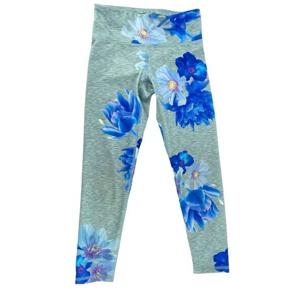Old Navy Active Go Dry Girls Gray Blue Floral Print Stretchy Leggings Size 6/7 - Picture 12 of 12